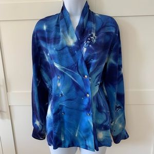 Escada blue silk blouse